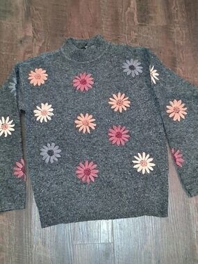 Charlie B Floral Gray Sweater